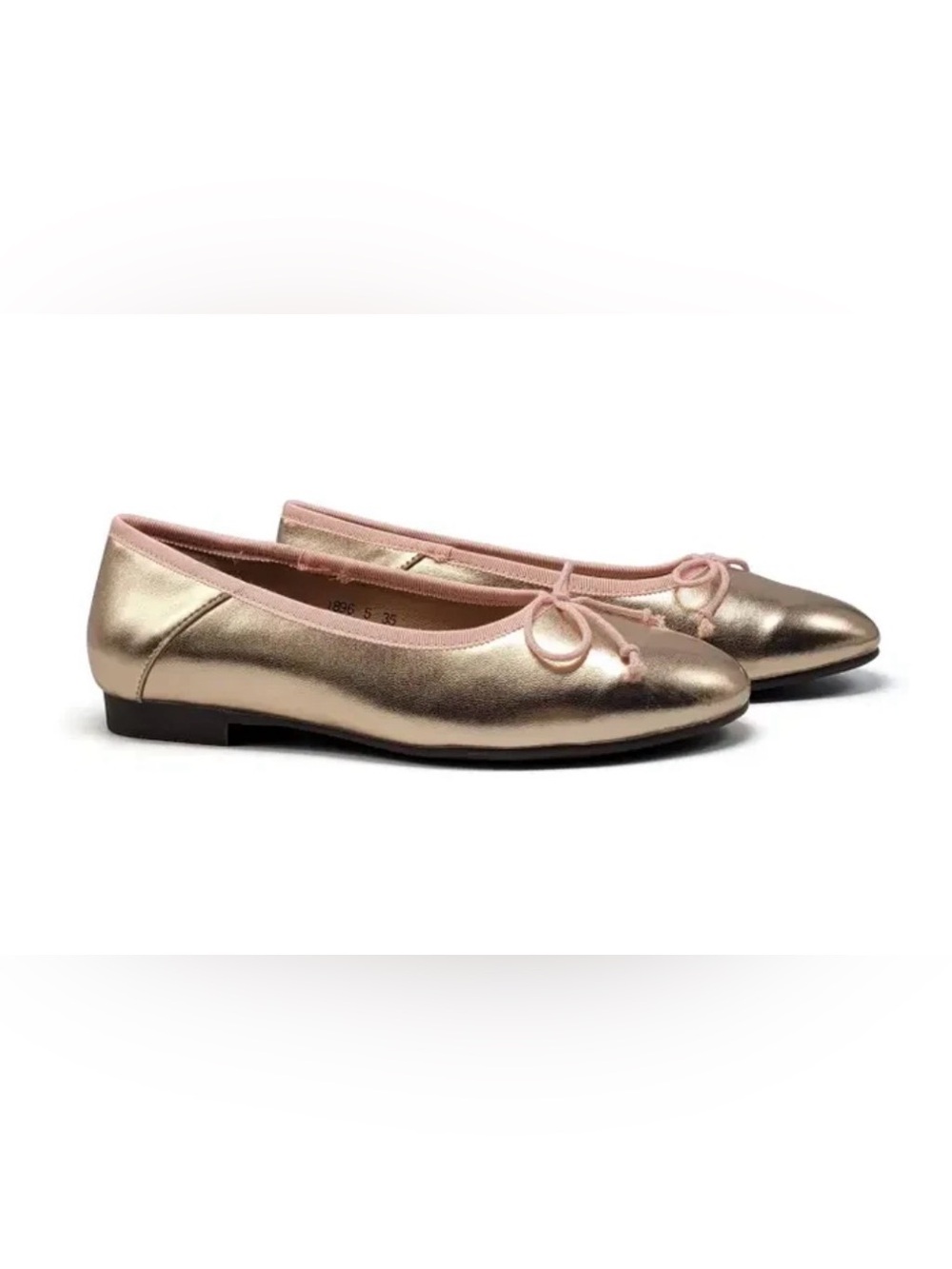 Mamelina Rose Gold Bow Ballet Flats